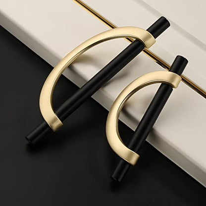 Amerdeco 10 Pack Black Brushed Gold Cabinet Pulls 3.75 Inch(96MM) Hole Centers Kitchen Cabinet Handles Hardware Kitchen Handles for Cabinets Cupboard Handles Drawer Pulls… - color: Black Brushed Gold, size: 3.75"/96MM Hole Center, style: 10 Pack