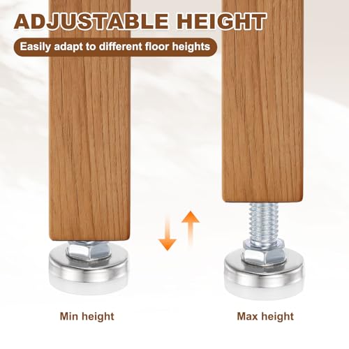 uxcell 4Pcs Furniture Leveling Feet, 3/8"-16x2 x1 Adjustable Metal - size: 3/8"-16 x 2" x 1"