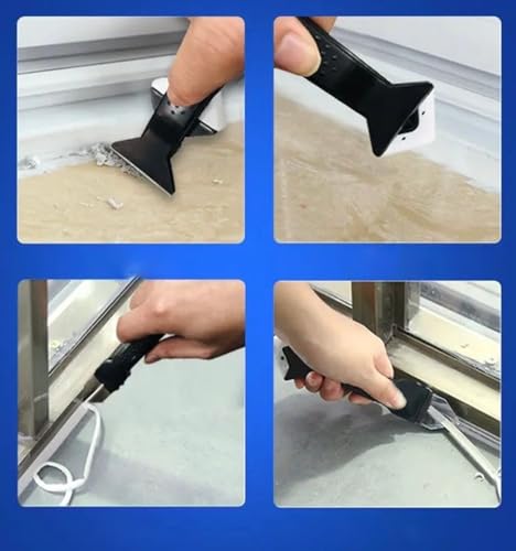 5PCS Silicone Caulking Tool Kit with Replaceable Pads Caulk Remover Glass Glue Angle Scraper for Kitchen Bathroom Window