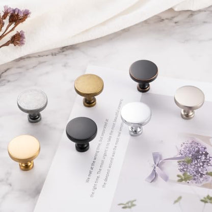 Round Brushed Gold Cabinet Knobs 1-1/4 Inch 10 Pack K2302 - color: Brushed Gold, size: Knob-10 Pcs