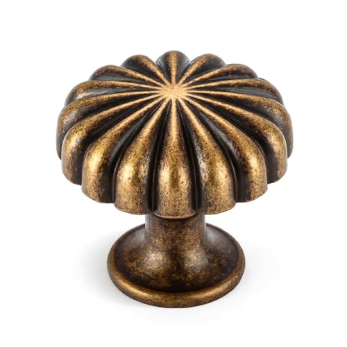 Goldenwarm 15 Pack Vintage Brass Kitchen Cabinet Knobs for Dresser Drawers - color: Vintage Brass