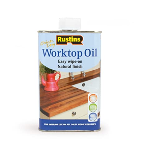 Rustins Quick Dry Worktop Oil Wood Treatment Water Resistant Natural Finish 500ml | 16.9 Fl. Oz.