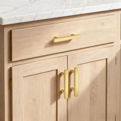 Probrico Brushed Brass Cabinet Pulls & Handles 3" CC Square 5 Pack - color: Brushed Brass, size: Hole Center: 76mm(3inch)