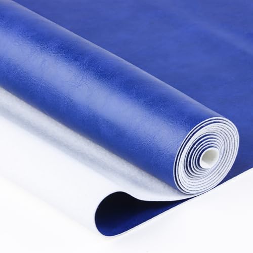 Faux Leather Sheets Smooth Surface One Yard Leather Fabric for DIY Crafting Thick Durable Synthetic Repholstery PU Leather Vinyl 36"x54" Large Size Upholstery Fabric (Royal Blue, Cut by one Yard) - color: Royal Blue