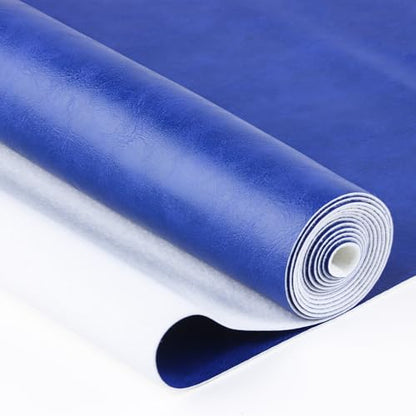Faux Leather Sheets Smooth Surface One Yard Leather Fabric for DIY Crafting Thick Durable Synthetic Repholstery PU Leather Vinyl 36"x54" Large Size Upholstery Fabric (Royal Blue, Cut by one Yard) - color: Royal Blue