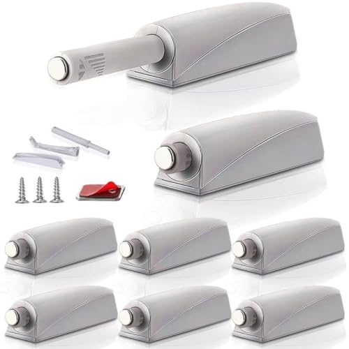 Push to Open Door Latch Cabinet Hardware CBRIVE 8 Pack Magnetic Push Latches & Lock for Hidden Door Magnet Push Release Drawer Pull Tip on Closet Close Touch Locking Strong Pop Out, Grey - color: Gray, size: 8 Pack
