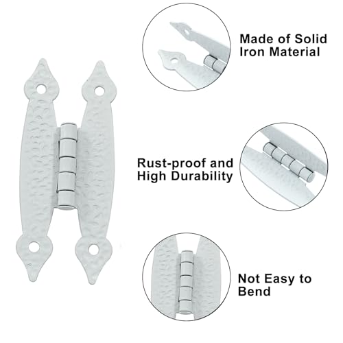 Murtenze 3.5 Inch White Antique H Hinges, 12 Pack - color: White-12PCS