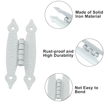 Murtenze 3.5 Inch White Antique H Hinges, 12 Pack - color: White-12PCS