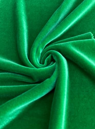 Premium Stretch Velvet Fabric by The Yard - Wrinkle-Resistant - Soft - Upholstery Fabric - Polyester Spandex Blend - for Clothing and Crafts - Resistant – 58-60 Inches Wide (Kelly Green, 1 Yard) - color: Kelly Green, size: 1 Yard