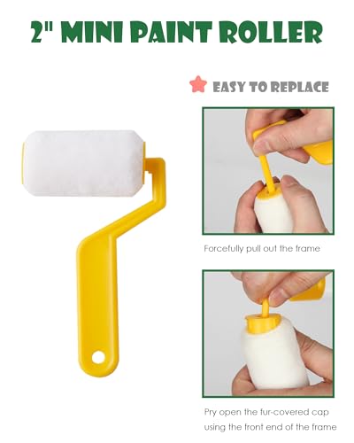 VOOMEY 2 Inch Small Paint Roller Kit with Pre-Taped Masking Film, Paint Tray Liner, Mini Paint Roller for Painting Corners
