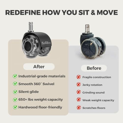 Office Chair Wheels 2 Inch Replacement for All Hardwood and Carpet Floors - color: Grey-B-2 Inch