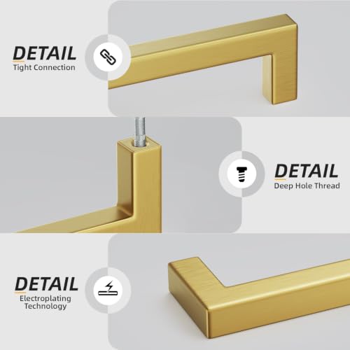 Goldenwarm 30 Pack 5" Gold Cabinet Handles Kitchen Cabinet Handles - color: Gold, size: 5in Hole Centers