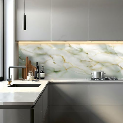 Marble Wallpaper Peel and Stick Self Adhesive Contact Paper Waterproof Vinyl Wrap Cover Furniture Sticker for Kitchen Countertops Cabinets Table Desk 39.37 x 23.62 in (Light Green) - color: Green