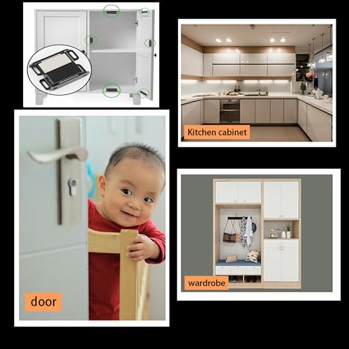 Alise Magnetic Cabinet Latch Cabinet Door Catch Clasps Black,4Pcs - color: Black, size: 1-Small Size