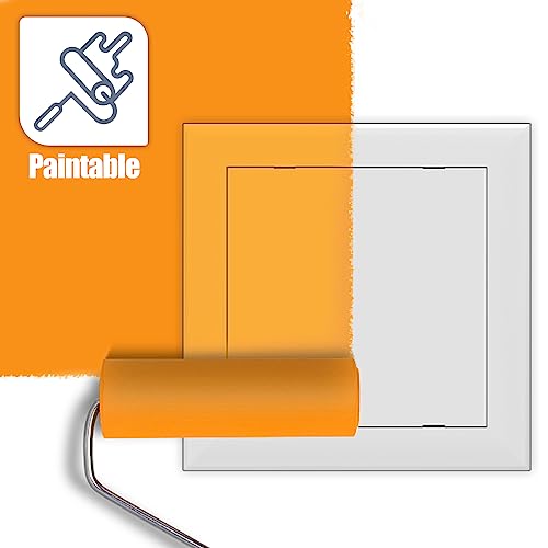 Flamorrow Self Adhesive Access Panel for Drywall, 8" x 8" Plumbing Access Panel, Heavy Duty Plastic Wall Access Door for Drywall, Wall Hole Cover for Ceiling, Easy to Install, Paint Freely