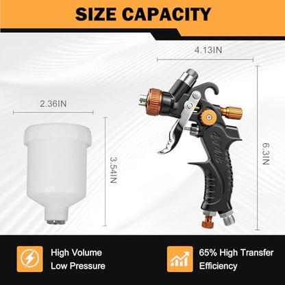 Mini HVLP Air Spray Gun with 0.8/1.0 mm Nozzles Touch UP Spray Gun - color: Orange