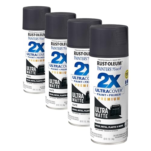 Rust-Oleum 331187 Painter's Touch 2X Ultra Cover Spray Paint, 12 oz, Ultra Matte Slate (Pack of 4) - color: Ultra Matte Slate, size: 12 Ounce (Pack of 4)