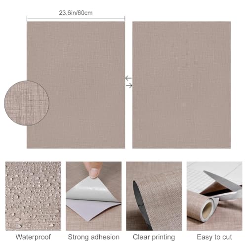 Yun-aeon Cinnamon Grasscloth Peel and Stick Wallpaper Texture Contact Paper - color: Cinnamon, size: 23.6" x 480"