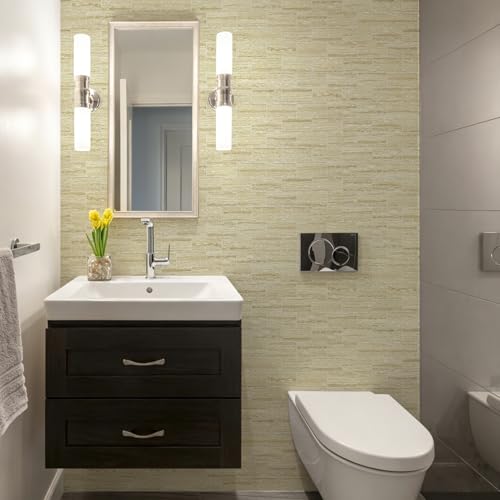 Vamos Tile 100 Pieces Peel and Stick Backsplash Tile, 3" x 6" Subway Tile - color: Beige mix off White Travertine