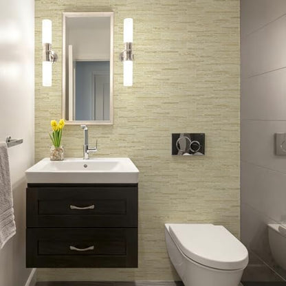 Vamos Tile 100 Pieces Peel and Stick Backsplash Tile, 3" x 6" Subway Tile - color: Beige mix off White Travertine