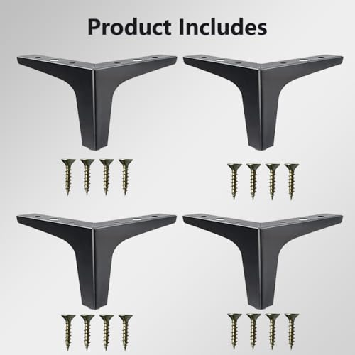 4 Inch Metal Furniture Legs Black - size: 4 inch (4PCS)