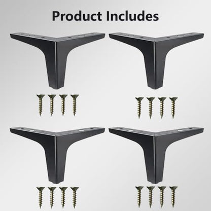 4 Inch Metal Furniture Legs Black - size: 4 inch (4PCS)