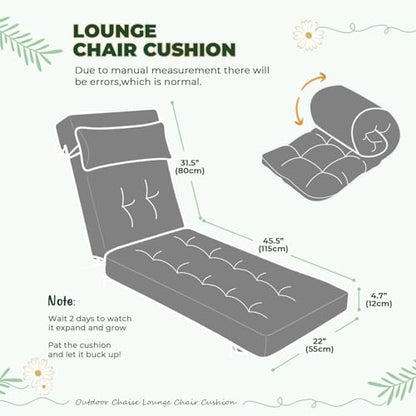76 x 22 x 4.7 Waterproof Chaise Lounge Chair Cushion Outdoor Gray - color: Grey, size: 1 Pack