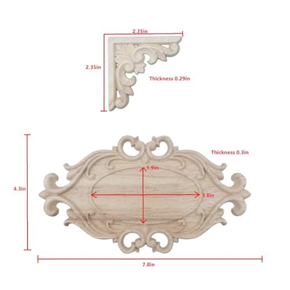 Oak Wood Appliques, Set of 5Pcs