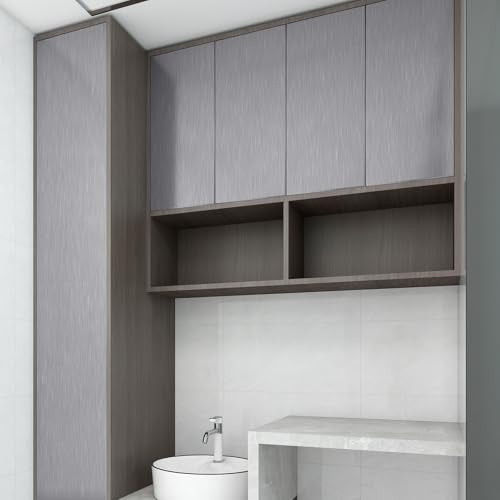 Metallic Grasscloth Peel and Stick Wallpaper Silver Satin Contact Paper - color: wire drawing Silver, size: 15.7" x 196"