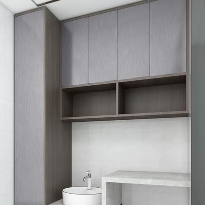 Metallic Grasscloth Peel and Stick Wallpaper Silver Satin Contact Paper - color: wire drawing Silver, size: 15.7" x 196"