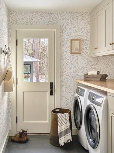 Boho Peel and Stick Wallpaper Beige Neutral Farmhouse Contact Paper - color: Beige Watercolor, size: 17.3" x 196"