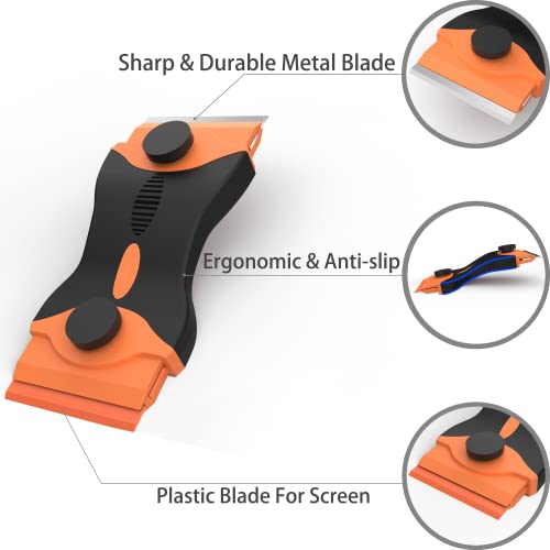 Spanno Vinyl Wrap Tools Kit Window Tint Kits for Automotive, Include Pro Wrapping Squeegee, Plastic Scraper, Felt Squeegee, Vinyl Wrap Gloves, Cleaning Cloth, Rubber Waterblade and Utility Knife - color: Yellow
