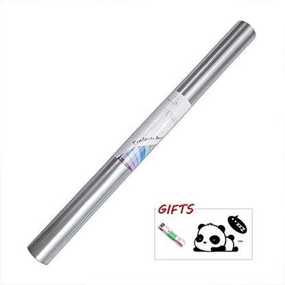 Yenhome Silver Brush Wallpaper 24" x 200" Stainless Steel Peel and Stick Wallpaper for Appliances Fridge Dishwasher Removable Self Adhesive Vinyl Film for Cabinets Cover Drawer and Shelf Liner - size: 24" x 200"