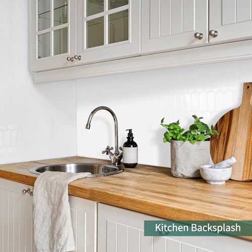 10-Sheet Upgraded Thicker Peel and Stick Kitchen Backsplash Tiles - color: White