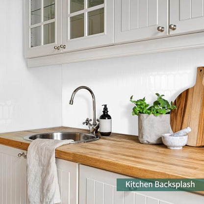 10-Sheet Upgraded Thicker Peel and Stick Kitchen Backsplash Tiles - color: White
