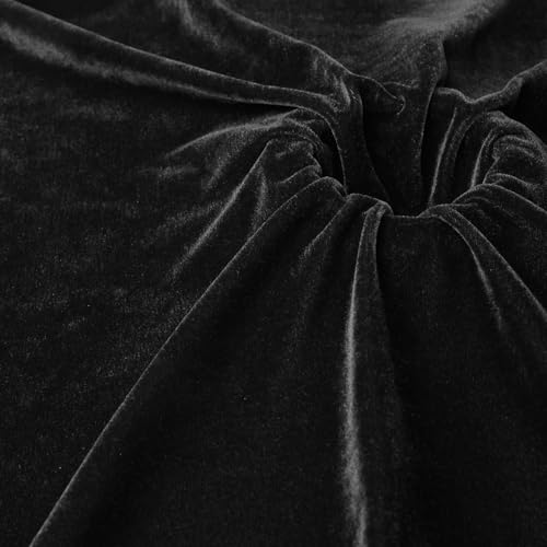 XSEINO Stretch Velvet Fabric by The Yard, 63" x 40" Cut, Soft Black Fabric for Upholstery, Sewing, Crafts, Apparel - 90% Polyester 10% Spandex - color: Black