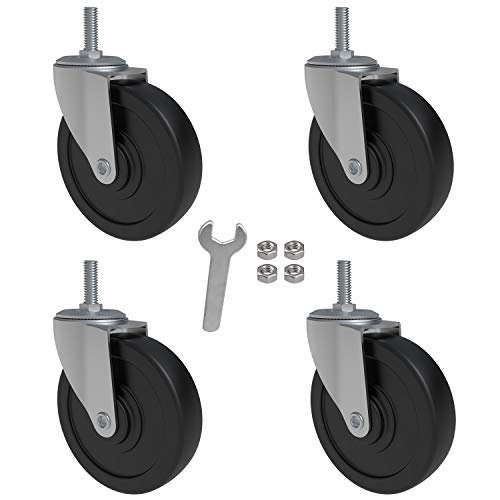 AAGUT 4 Inch Rubber Swivel Stem Caster, 1/2"-13x1.5 Threaded Stem, 4 Pack - style: 4inch