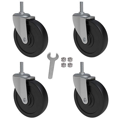AAGUT 4 Inch Rubber Swivel Stem Caster, 1/2"-13x1.5 Threaded Stem, 4 Pack - style: 4inch