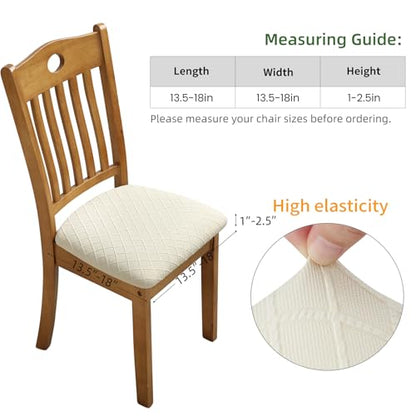 Fuloon Dining Chair Seat Covers Stretch Slipcovers, 6 Pack, Beige - color: Beige, size: Not Waterproof