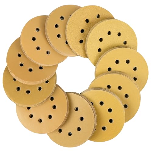 LotFancy 110 PCS 5 Inch 8 Hole Sanding Disc, 60 80 120 150 180 220 320 400 600 800 1000 Grit Aluminum Oxide Sandpaper Assortment, Sand Paper for Wood, Plastic, Rust Removal, Random Orbital Sander Pads - style: 110PCS Assorted Grit