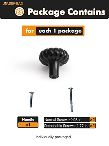 JIASENABO Black Cabinet Knobs 5 Pack Matte Black Drawer Pulls Kitchen Cupboard Bathroom Dresser Cabinet Hardware Handles Zinc Alloy - color: Black, size: Knob