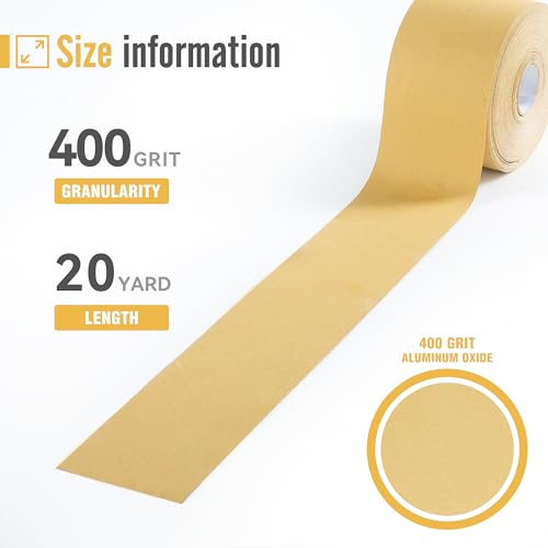 400 Grit Sandpaper Roll 20 Yard x 2-3/4” Wide PSA Longboard Sandpaper with Adhesive Backing Sand Paper for Woodworking,Automotive,Sanding Blocks - style: 400Grit