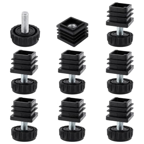 8Pcs Square Insert Kit, Adjustable Leveling Feet Square Insert Kit
