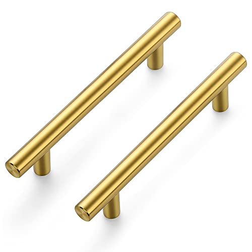 Ravinte Brushed Brass Cabinet Handles, 5 Pack Drawer Pulls, 3-3/4 in - size: 3-3/4 Inch Hole Centers
