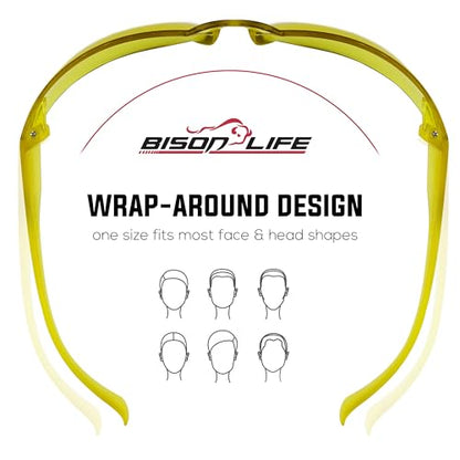 BISON LIFE Yellow Safety Glasses for Men & Women, Bulk, ANSI Z87.1, 6 Pack - color: Yellow/Yellow