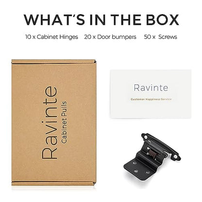 Ravinte Black Kitchen Cabinet Hinges, 3/8 Inch Inset, 10 Pack - size: 3/8 inch Inset