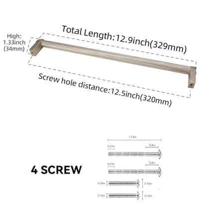 10 Pack 12-5/8 Inch (320mm) Brushed Satin Nickel Kitchen Cabinet Handles Knurled Cabinet Pulls Drawer Pulls Kitchen Hardware - color: Brushed Satin Nickel, size: 12-5/8'' Hole Center(320mm)