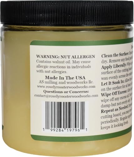 Refined Walnut Oil & Beeswax Cutting Board Wax, Unscented 8oz w/Brush Set - size: 8 Fl Oz + Brush Set