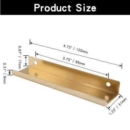 12 Pack 4.72"/120mm Brushed Brass Hidden Cabinet Pulls - color: Brushed Brass, size: 4.72"/120mm - 12 Pack
