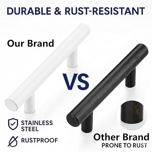 15 Pack Cabinet Handles White, 3 Inch Hole Center, 5 Inch Length Pulls - color: Matte White, size: 3 inch Hole Center